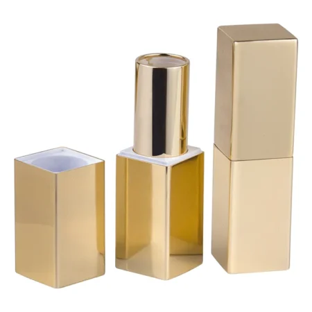 YR1055 Strong Magnetic Square Electroplated Gold Lipstick Tube