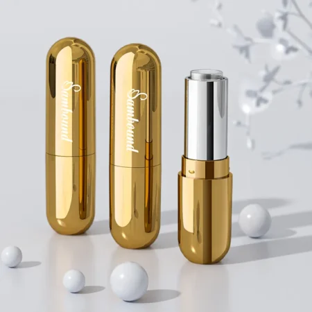 YR1058 Capsule-Shaped Lipstick Tube – Electroplated Gold Finish