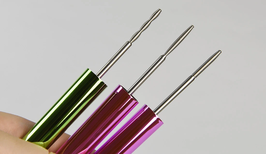 Aluminum Mascara Tube with 316L Threaded Micro Brush Lower Lash Styling