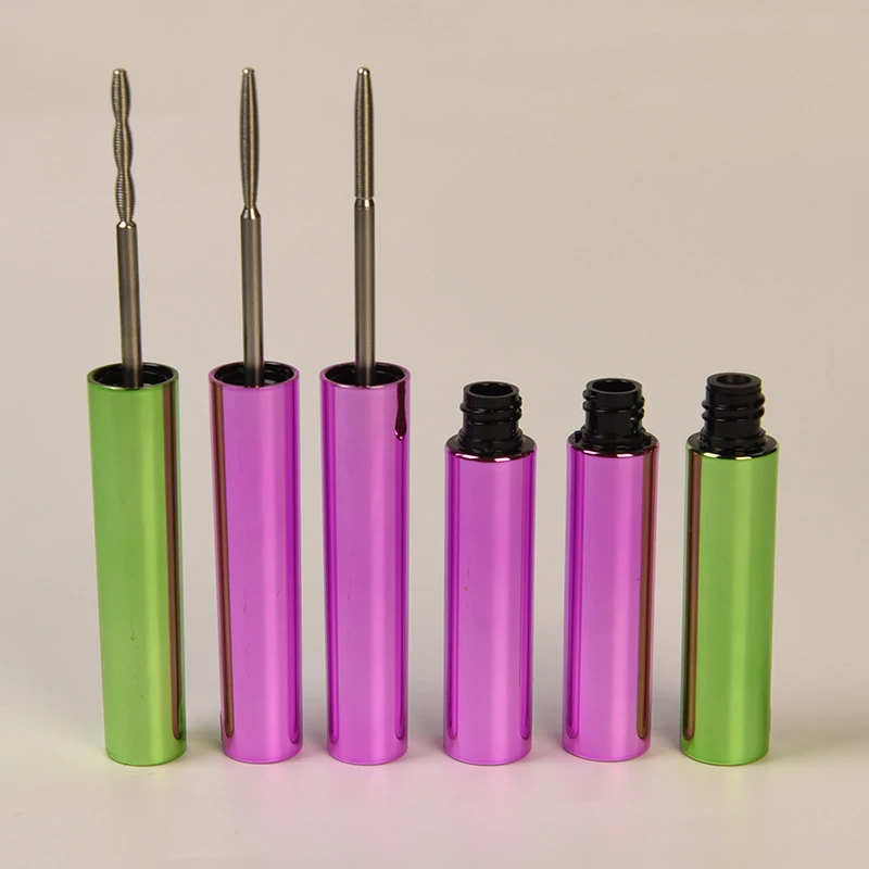 new product release aluminum mascara tube with a stainless steel threaded brush head for better lower lash setting