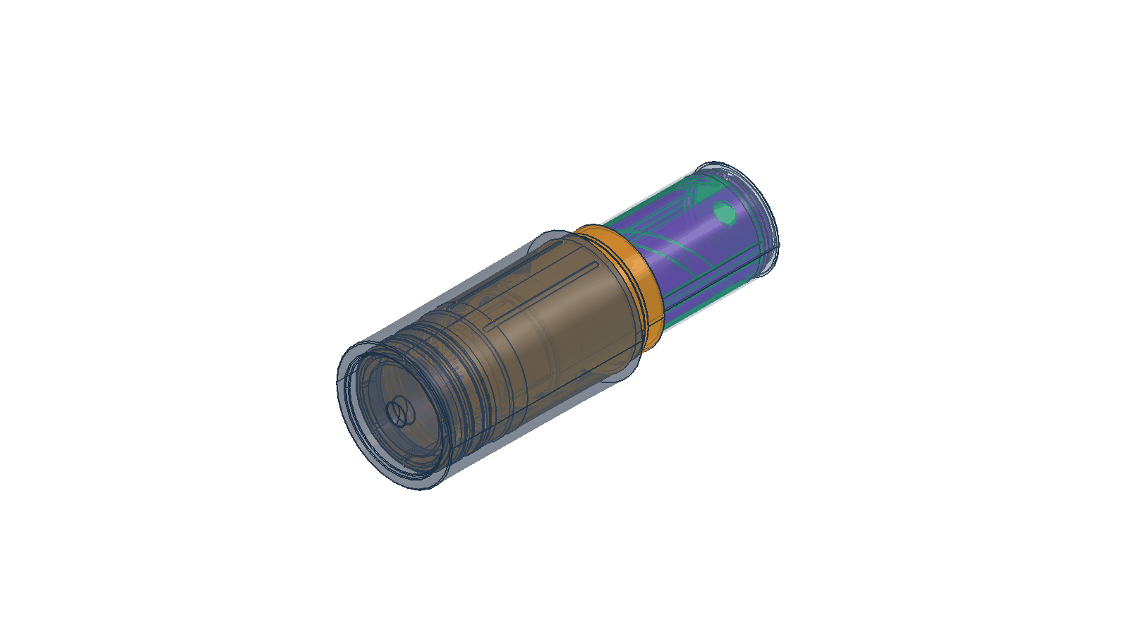 Sequence of normal lifting, end stop, and continued input in the same lipstick mechanism CAD model