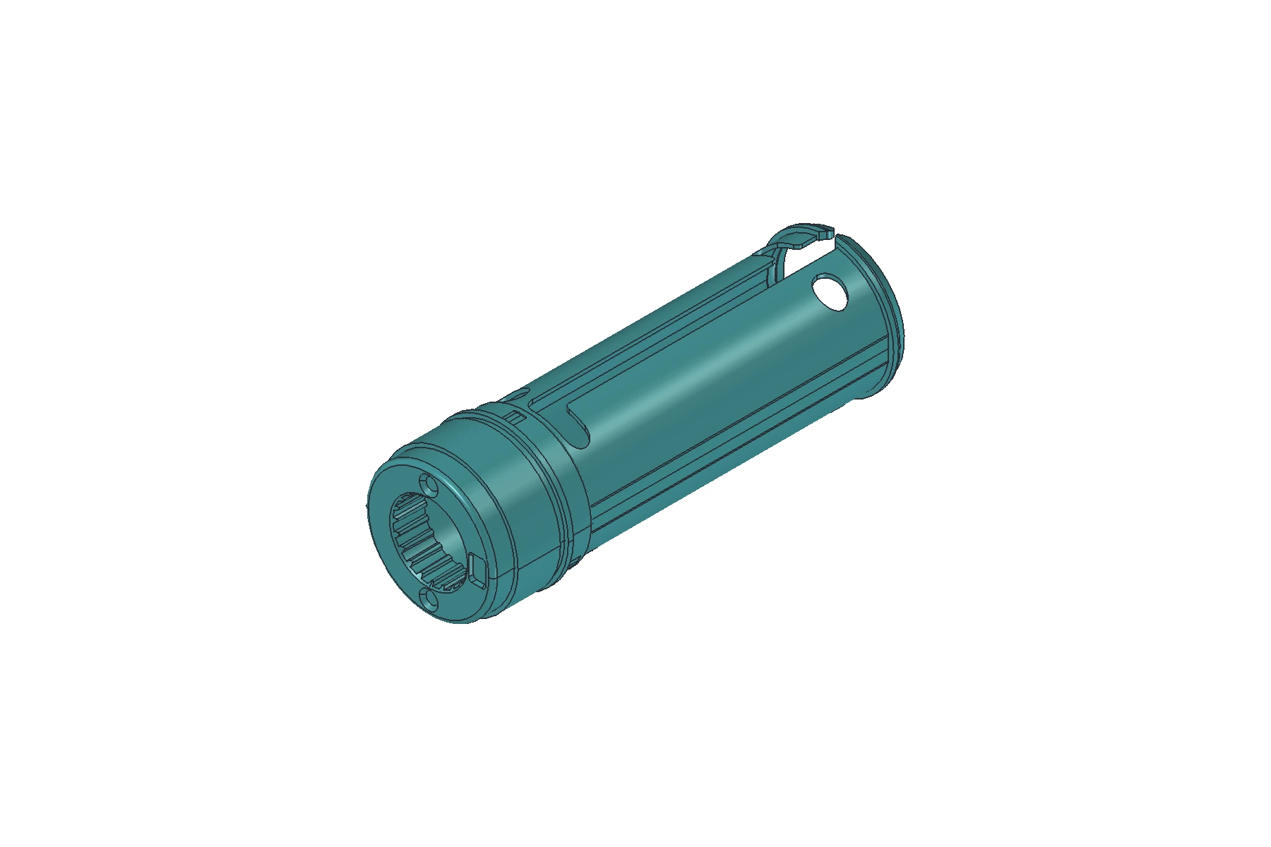 Lipstick tube guide sleeve with straight axial slots