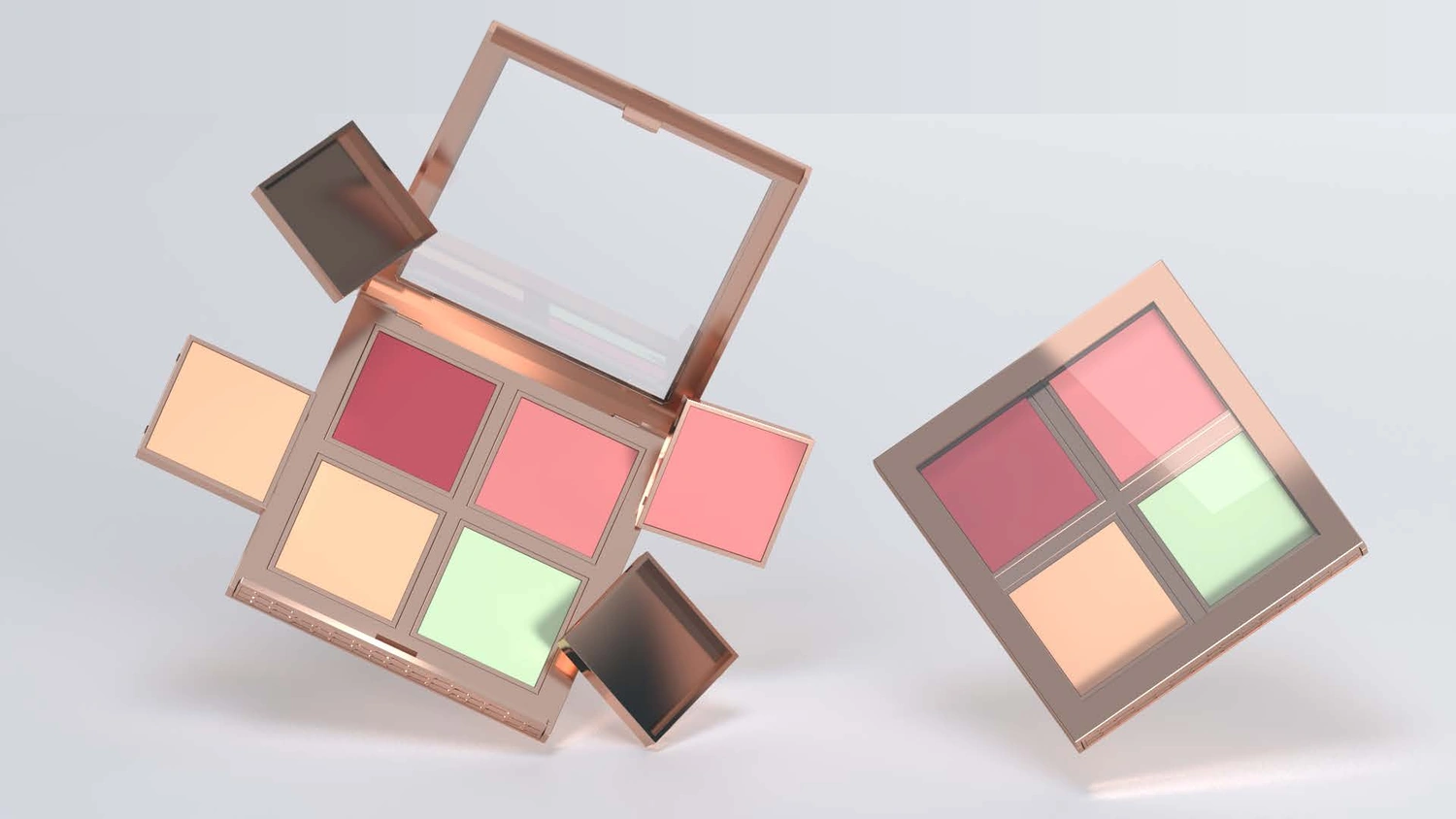 Sambound YR3005 four-pan eyeshadow case with individual square pans